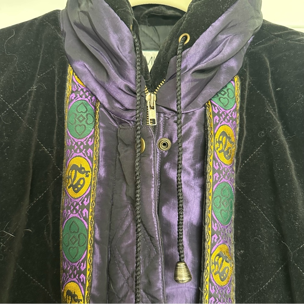 Mulberry Street Vintage Metallic 80s 90s Puffer Jacket Velvet Funky Warm Size M - Picture 4 of 8